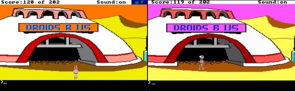 Space Quest 1 was forced to change "Droids R Us" to "Droids B Us"